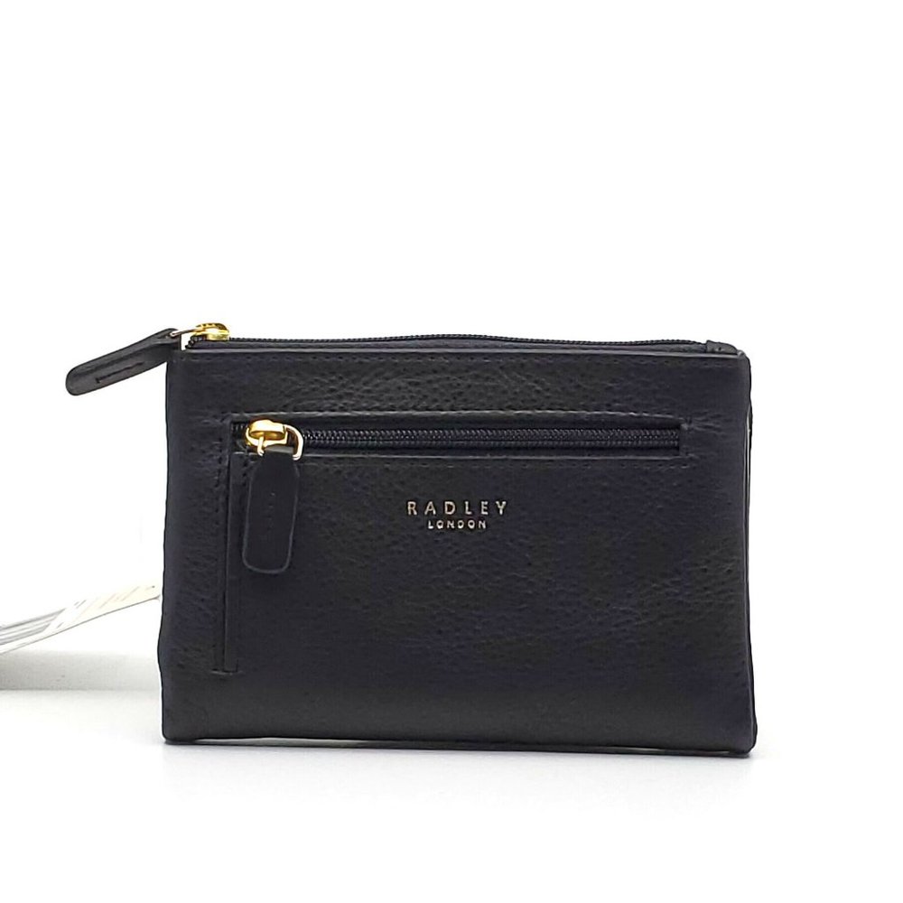 New Radley London Larks Wood Black Pebble Leather Wallet $78.00